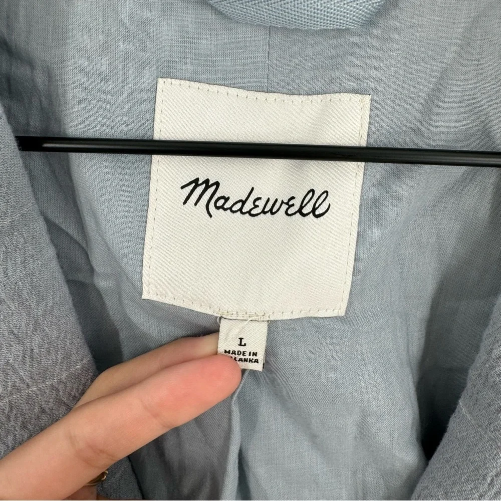 Madewell Larsen Blazer Cotton-Linen Relaxed‎ in Windowpane Blue Size Large